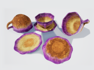 teacup and saucer purple glazed Modelo 3D