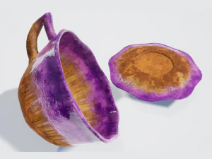 teacup and saucer purple glazed 3D Model