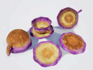 teacup and saucer purple glazed 3D Model