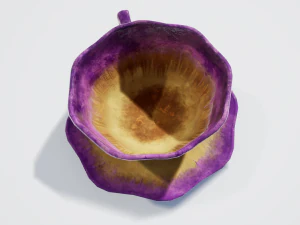 teacup and saucer purple glazed 3D Model