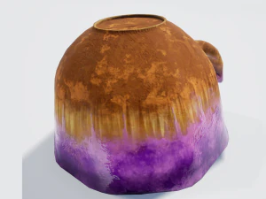 teacup and saucer purple glazed 3D Model