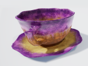 teacup and saucer purple glazed Modelo 3D