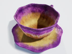 teacup and saucer purple glazed Modelo 3D