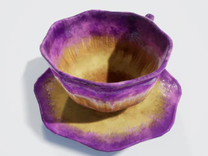 teacup and saucer purple glazed 3D Model