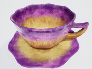 teacup and saucer purple glazed Modelo 3D