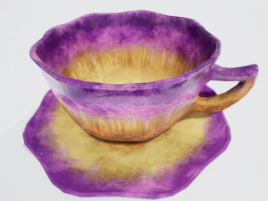 teacup and saucer purple glazed 3D Model
