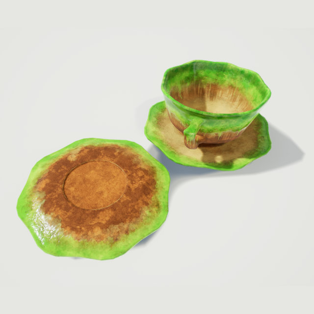 teacup and saucer green glazed 3D Model .c4d .max .obj .3ds .fbx .stl .blend 
