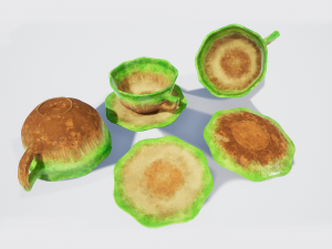 teacup and saucer green glazed 3D Model
