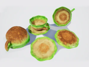teacup and saucer green glazed 3D Model