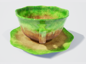 teacup and saucer green glazed 3D Model