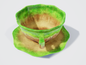 teacup and saucer green glazed 3D Model