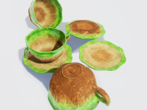 teacup and saucer green glazed 3D Model