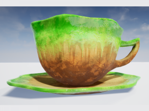 teacup and saucer green glazed 3D Model