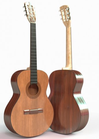 classical guitar 3Dモデル .c4d .max .obj .3ds .fbx .stl .blend 
