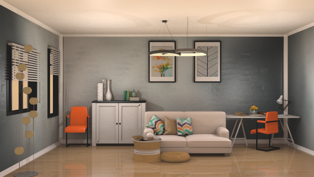 living room isometric lowpoly 3Dモデル .c4d .max .obj .3ds .fbx .stl .blend 
