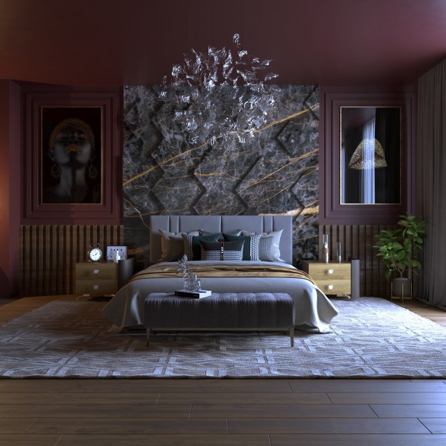 Interior - Bedroom - 310323 Modelo 3D .c4d .max .obj .3ds .fbx .stl .blend 