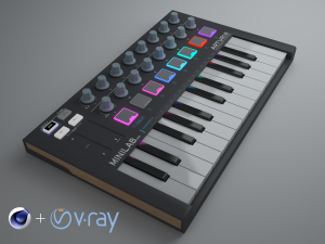 keyboard arturia miinilab mkii - c4d and vrayforc4d setup Modèle 3D