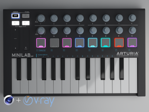 keyboard arturia miinilab mkii - c4d and vrayforc4d setup Modèle 3D