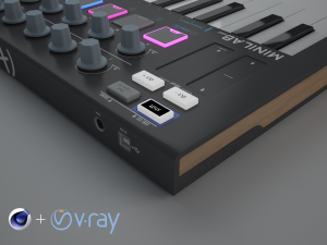 keyboard arturia miinilab mkii - c4d and vrayforc4d setup Modèle 3D