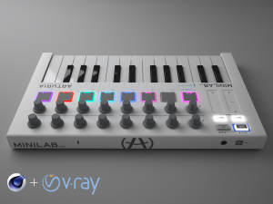 keyboard arturia miinilab mkii - c4d and vrayforc4d setup Modèle 3D