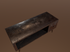 old scratched table with chips 3D Model
