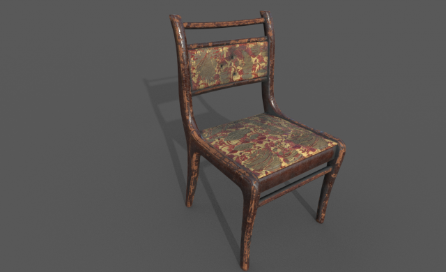 low poly old chair with holes from the shots Model 3D .c4d .max .obj .3ds .fbx .stl .blend 