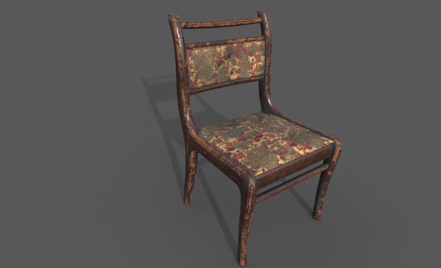 low poly old chair with holes from the shots 3D Model .c4d .max .obj .3ds .fbx .stl .blend 