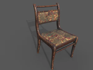 low poly old chair with holes from the shots 3D Model
