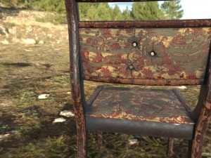 low poly old chair with holes from the shots Model 3D