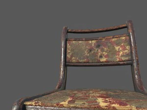 low poly old chair with holes from the shots 3D Model