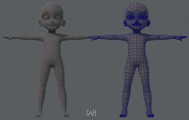 Base mesh boy character Modelo 3D .c4d .max .obj .3ds .fbx .stl .blend 