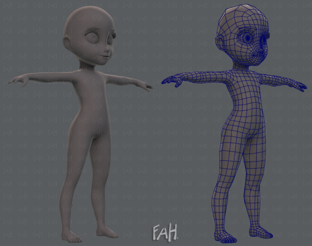 base mesh girl character Model 3D .c4d .max .obj .3ds .fbx .stl .blend 