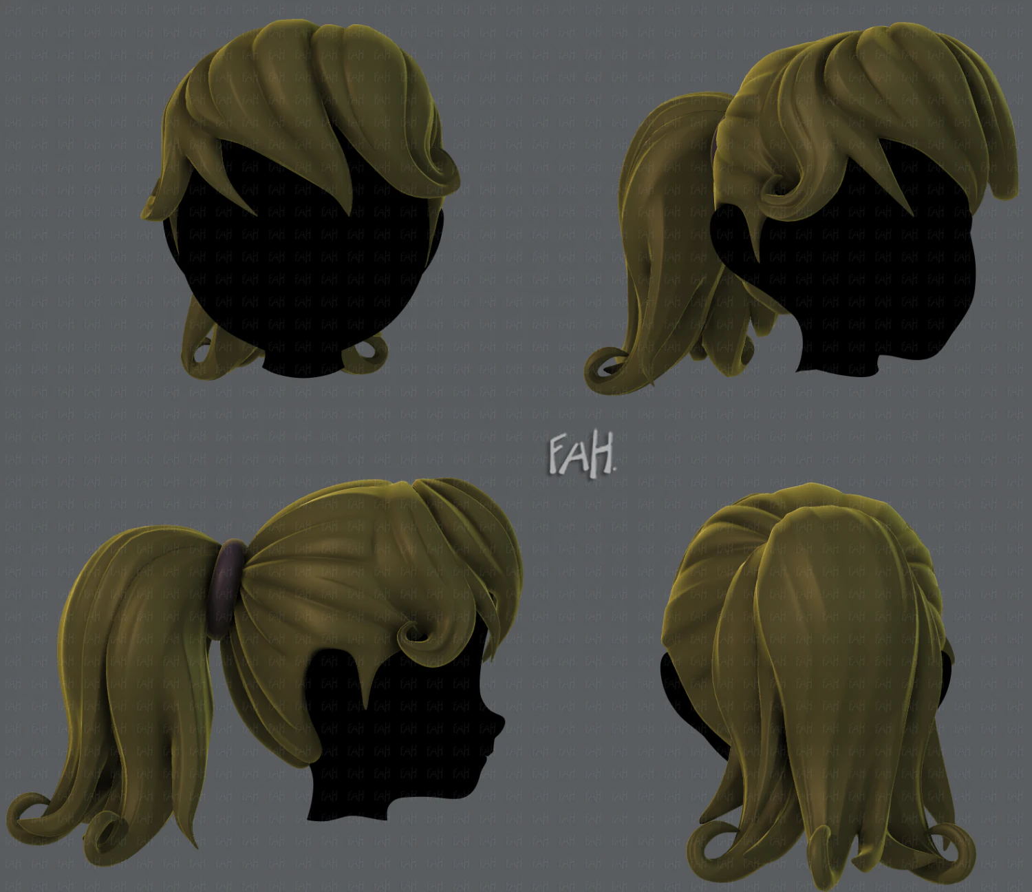 3d hair style for girl v02 3D Model .c4d .max .obj .3ds .fbx .stl .blend 