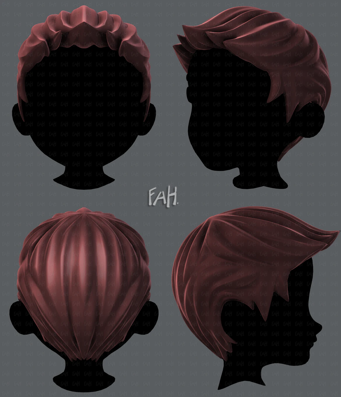 3d hair style for boy v02 3D Model .c4d .max .obj .3ds .fbx .stl .blend 