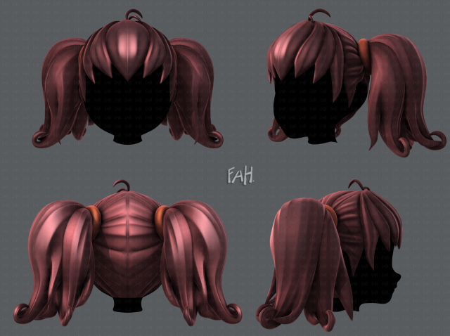 3d hair style for girl v03 3D Model .c4d .max .obj .3ds .fbx .stl .blend 