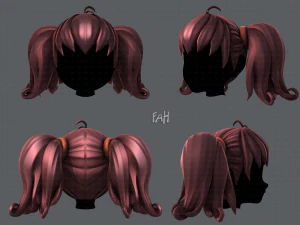 लड़कियों के लिए 3डी हेयर स्टाइल v03 3D मॉडल