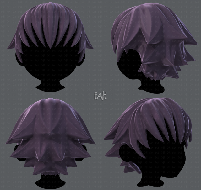3d hair style for boy v04 Modelo 3D .c4d .max .obj .3ds .fbx .stl .blend 