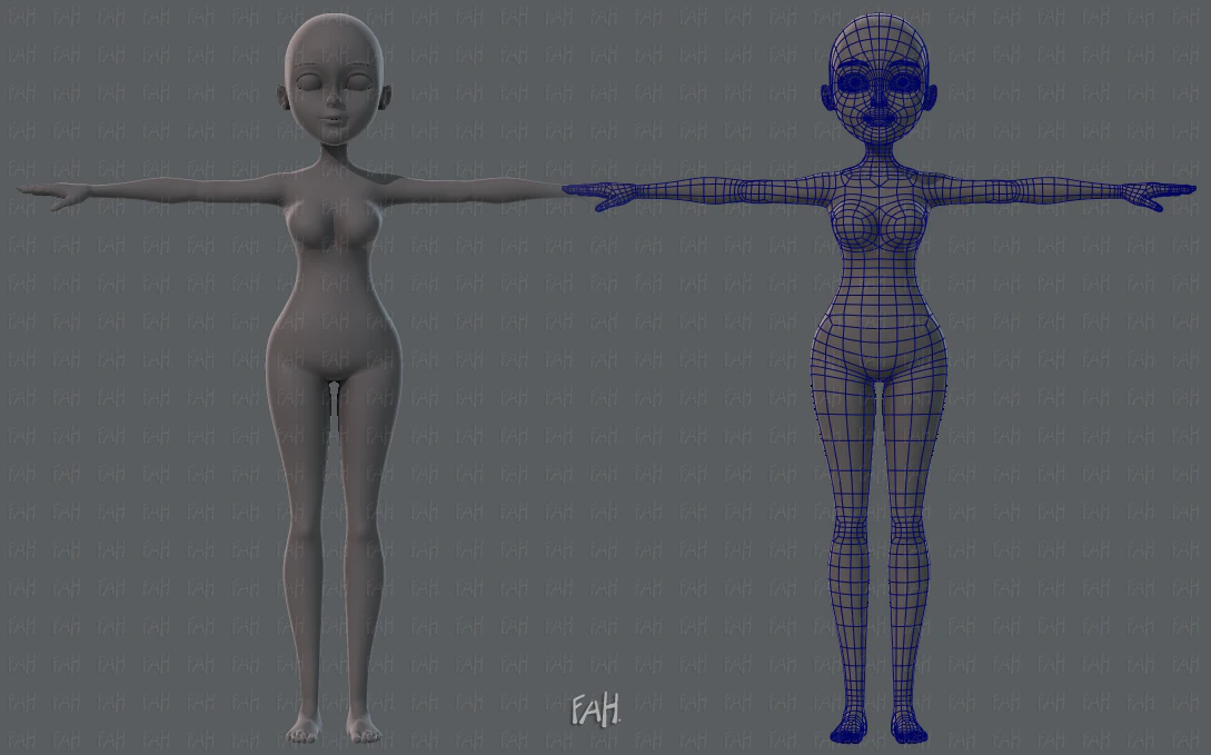 base mesh woman 02 3D Model .c4d .max .obj .3ds .fbx .stl .blend