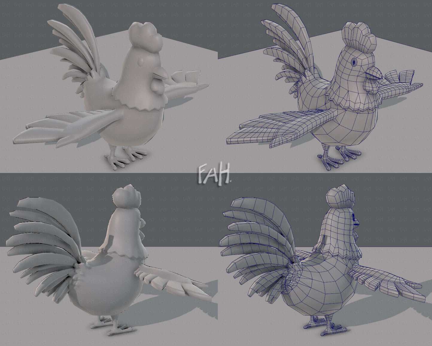 base de desenho animado de frango Modelo 3D .c4d .max .obj .3ds .fbx .stl .blend 