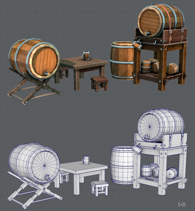 3d barrel lowpolygon v01 3D-Modell .c4d .max .obj .3ds .fbx .stl .blend 