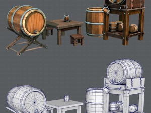 3d barrel lowpolygon v01 3D मॉडल