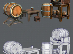 3d barrel lowpolygon v01 3D Model