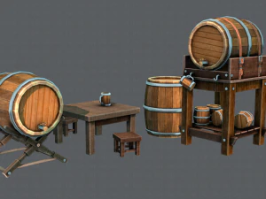 3d barrel lowpolygon v01 3D Model