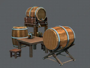 3d barrel lowpolygon v01 3D Model