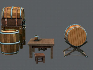 3d barrel lowpolygon v01 3D Model