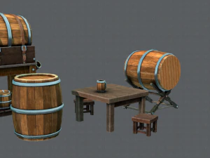 3d barrel lowpolygon v01 3D Model