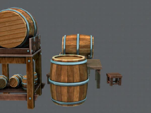 3d barrel lowpolygon v01 3D Model