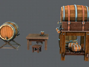 3d barrel lowpolygon v01 3D Model