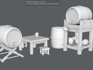 3d barrel lowpolygon v01 3D Model