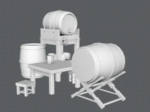 3d barrel lowpolygon v01 3D Model